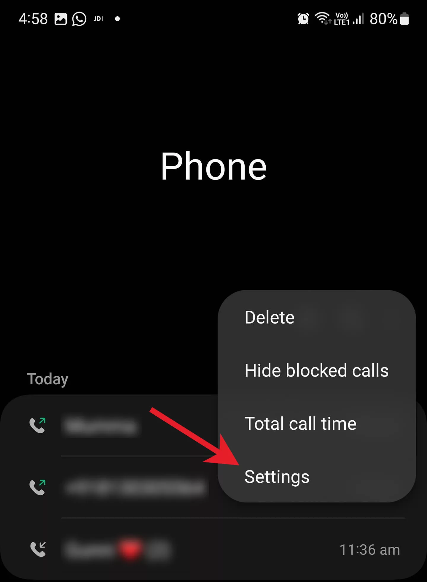samsung phone settings menu